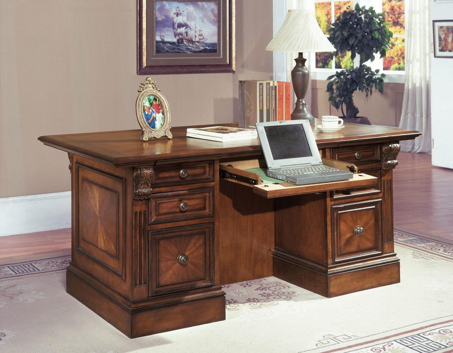 Parker House Huntington Double Pedestal Executive Desk in Vintage Pecan