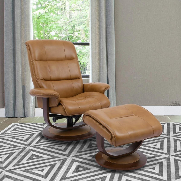 Parker House Knight Manual Reclining Swivel Chair and Ottoman Butterscotch