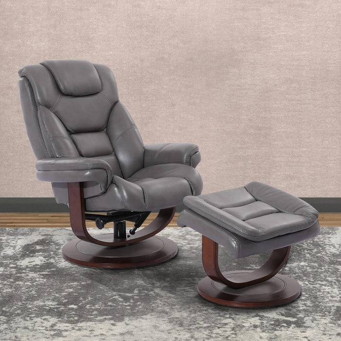 Parker House Monarch Manual Reclining Swivel Chair and Ottoman in Ice