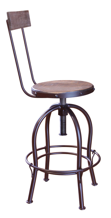 Antique Multicolor 24-30" Adjustable Height barstool, Wooden Seat and Back-Rest** image